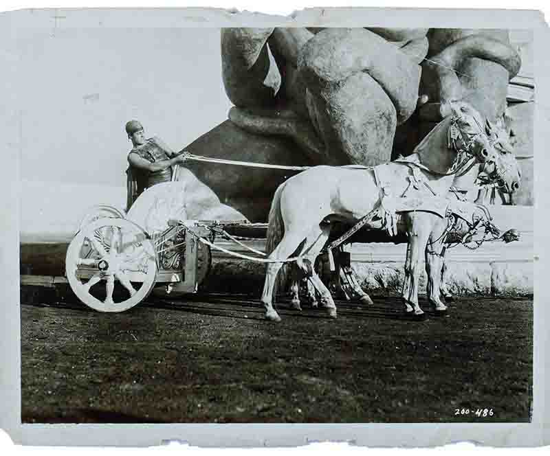 Scene from chariot race Ben-Hur, American silent film released in 1925